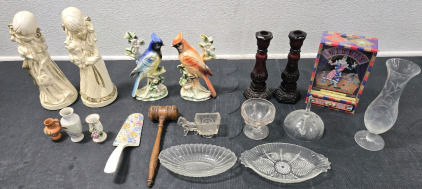 Vintage Ceramic Little Girl Figurines, Vintage Hand-Crafted Porcelain Japanese Birds, Vintage Avon Candlestick Bird of Paradise Cologne, & More!
