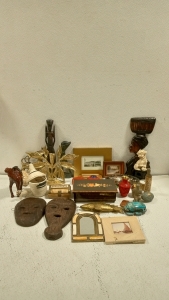 Large Lot of Wooden Collectibles, Statues, Carvings, Etc.