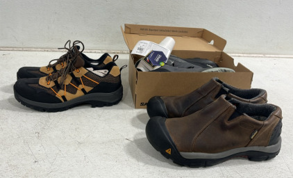 (1) Pair of Keen Shoes (10.5) (1) Pair of Mens Hiking Shoes (1) Pair of Salomon Mens Hiking Shoes (11)