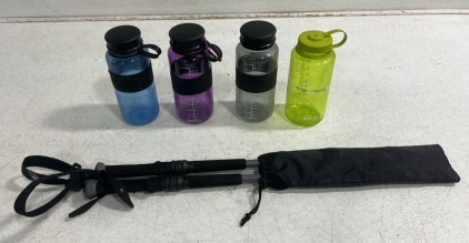 (4) Water Bottles (1) Set of Walking Sticks