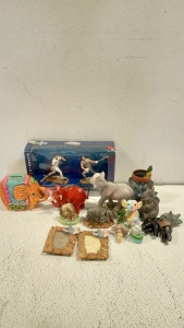 (14) Elephant Collectibles and (1) Sealed Pack of Baseball Starting Lineup Figures