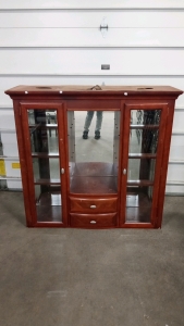 (1) Real Wood China Hutch 52x51.5x14.5 Comes With Glass Shelves