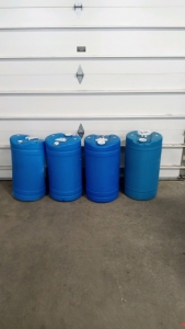 (4) Blue Cylinder Containers