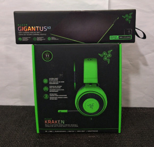 (1) Razor - Kraken Wired Gaming Headset & (1) Razor - GigantusV2 Soft Gaming Mouse Mat, Medium