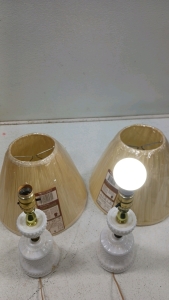 (2) White Stone Lamps