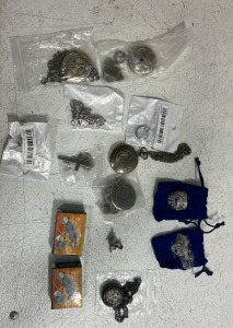 (4) Pocket Compasses (2) Jewlers Loupes (3) Rings (2) Replica Patriots Super Bowl Rings (1) Cross Chain