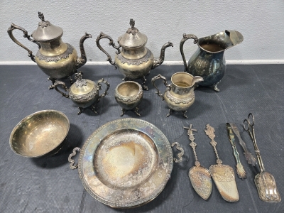 Full Set of Vintage Italian Silver Plated Tableware Tea Set