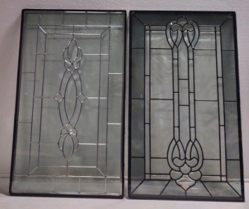 (2) Assorted Handcrafted, All-Clear Beveled Stained Glass Window Panel
