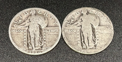 1926 Standing Liberty Quarters, United States Mint, Silver, M Mint Mark