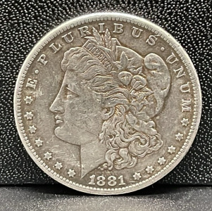1881 Morgan Dollar, United States Coin, 90% Silver, Lady Liberty and Eagle Design
