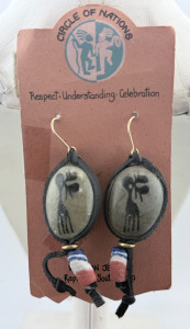(1) Pair of Natural Stone Painted Circle Of Nations Earrings