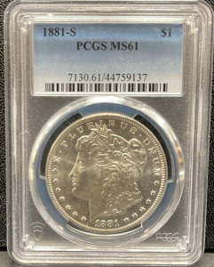 1881-S Morgan Dollar, PCGS MS61, $1 Coin