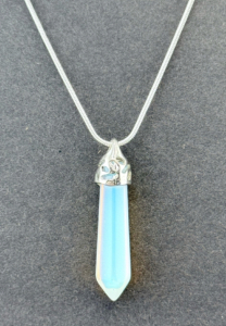 (1) Opal Gemstone Haxagonal .925 Necklace