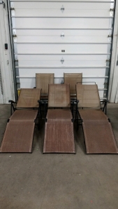 (2) Outdoor Chairs and (3) Lounge Chairs