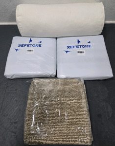 (3) *New* Refetone Indoor Washable Doormat - 24" x 36" & Cylinder Shaped Cream Color Patio Furniture Pillow