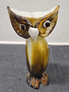 Murano Hand-Made Glass Blown Owl Art Decor Vase - 12" / +$80 Value!