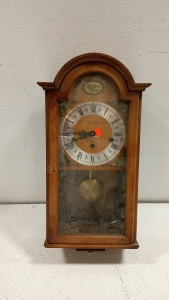 (1) Vintage Real Wood Tempus Fugit Brand Wall Clock From West Germany