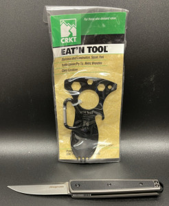 Snap-on Folding Knife with CRKT Eat'N Tool, Black Textured Grip