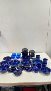 (1) Set of Dark Blue Kitchenware and Dishes all in Great Condition