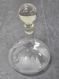 Vintage Toscany Glass Etched Clipper Ship Decanter