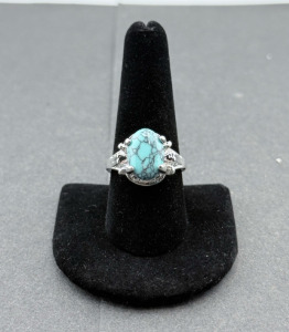 (1) Size 9 Natural Turquoise Gemstone Ring