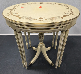 Antique Cream Painted French Nesting Side Table - Imperial Grand Rapids / +$500 Value!