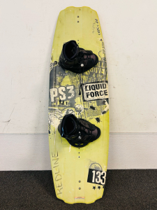 Waterski Boots On a Liquid Force PS3 133 Wakeboard