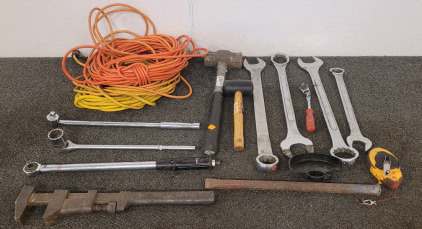 Extension Cords, Large Wrenches, Hammers, And More