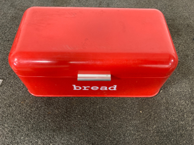 Red Metal Box Container With Movies And Metal Ash Tray