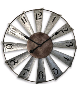 30-Inch Windmill Clock, 20" Ceiling Fan, And (2) Solar Roller Shades