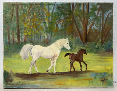 Beautiful Painting of Horse & Foal