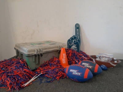 (2) Boise State Footballs, Foam Finger, Pelican 1560 Case & More