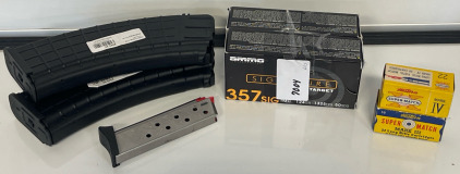 Gun Accessories Including Ammo Inc. Signature .357 SIG 124 grain TMC target ammunition, Long Rifle Cartridges & (3) Magazines