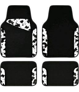 (2) Styles Of Car Floor Mats!- Including Pink/Leopard, And Cow Print!