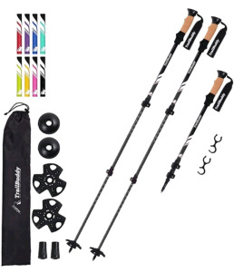 (2) Pink TrailBuddy Trekking Poles - Lightweight, Collapsible Hiking Poles for Snowshoe & Backpacking Gear - Pair of 2 Walking Sticks for Hiking, 7075 Aluminum with Cork Grip
