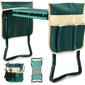 Gardening Lot!!! KVR Upgraded Garden Kneeler and Seat with Thicken & Widen Soft Kneeling Pad,Heavy Duty Foldable Gardener Stool with 2 Tool Pouches,Gardening Gifts for Women Mom Men Seniors, Galvanized Raised Garden Bed 8x4x2ft Outdoor Planter Box Galvani
