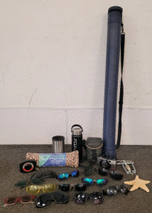 3"3' Poster Holder, Braided Utility Rope, Sun Glasses, Canon Sure Shot 105 Zoom Camera, And More