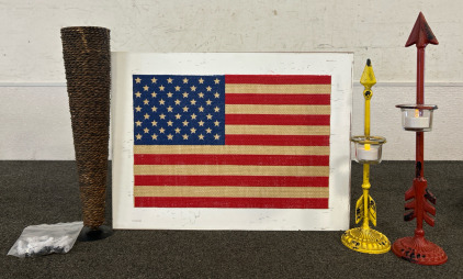 Metal Decorative Arrows, American Flag, And Other Decor