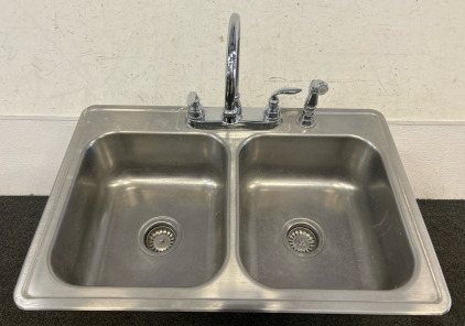 Stainless Steel Drop-In Double Basin Sink With Faucet