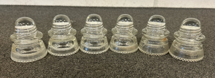 (6) Vintage Hemingray No. 14 Glass Insulators
