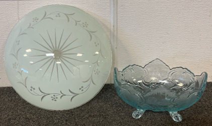 White Plant Design Light Cover, Blue Glass Floral Bowl, Glasses & Teacups, Gone With The Wind VHS & More