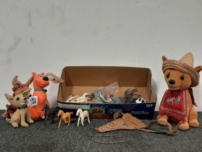 Collection of Antique Toy Horses, Dinosaurs & Stuffed Animal Dogs