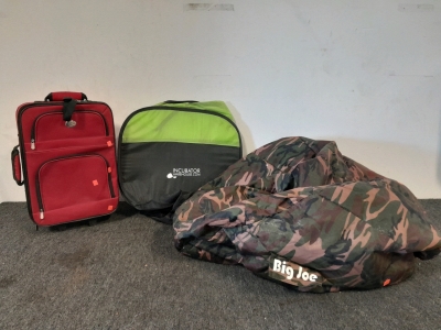 Incubator Warehouse Egg Incubator, Small Suitcase & Big Joe Bean Bag Chair