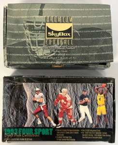 Box of 1993 Four Sport Draft Pick Collection Trading Cards & Box of 1995 SkyBox Premium Football Trading Cards