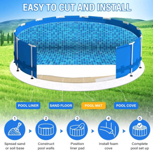 18FT White Pool Liner Pad,Seamless Above Ground Pool Liner