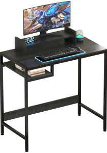 Computer Desk - 32 Inch Home Office Desk with Storage, Gaming Desk with Monitor Stand, Modern Simple Study Table, Adjustable Storage Space