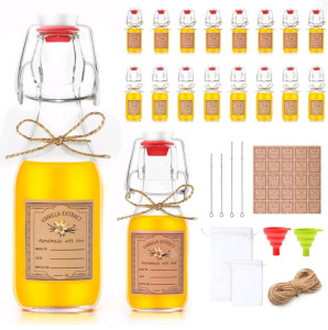 8oz Swing Top Glass Bottles for Vanilla Extract Homemade 4oz, Vanilla Extract Bottles with Airtight Lids for Gift Food Storage Canister Kombucha