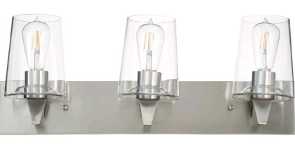 Bathroom Vanity Light with Clear Glass Shade, Brushed Nickel Finish for Mirror, Living Room, Bedroom, Hallway, E26 Base