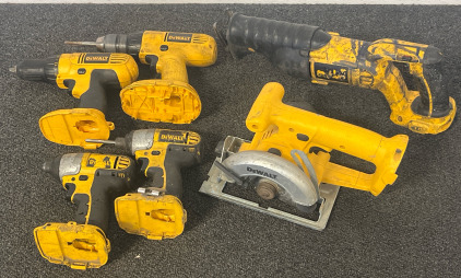 DeWalt Tools Including 18V Cordless Reciprocating Saw, Cordless Trim Saw, (2) Cordless Impact Drivers, & (2) Cordless Drill / Drivers