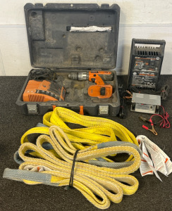 Rigid 3/8&rdquo; Driver With Battery, (2) 12 Volt Battery Chargers, (2) Webbing Slings